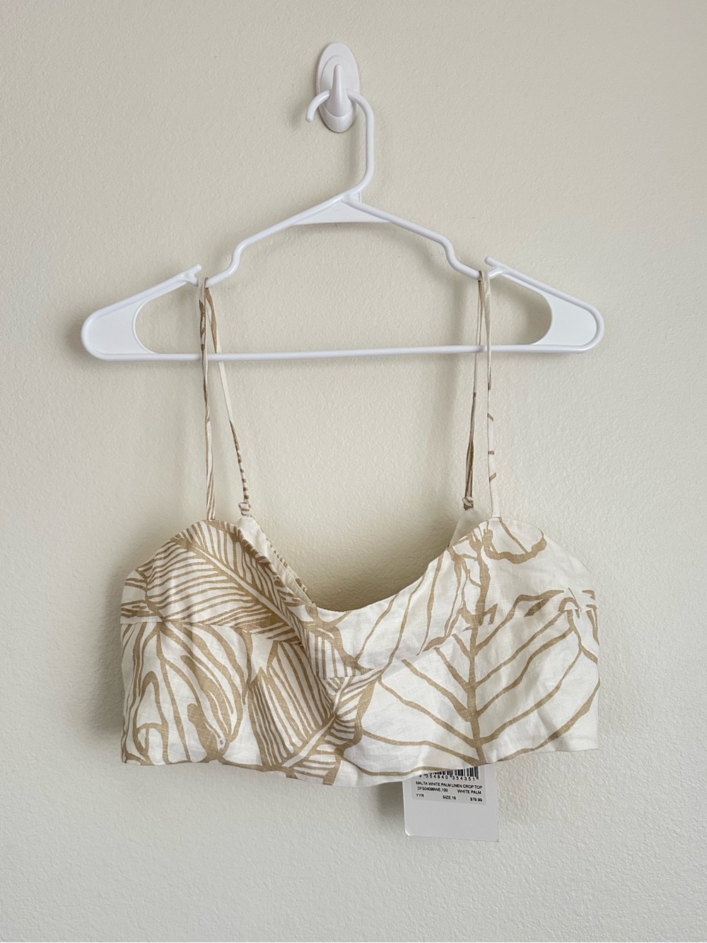 NWT Dissh Malta White Palms Tropical Printed Linen Crop top